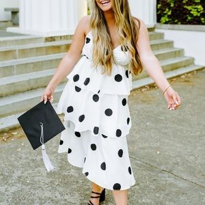 Black and White Polka Dot Tiered Dress